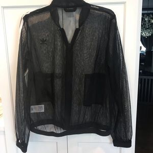 adidas 3 stripe tulle black track jacket
